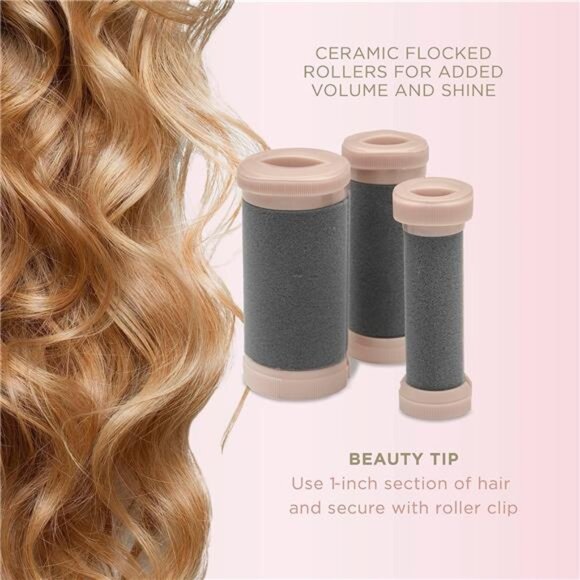 Ceramic Flocked Hot Rollers – 20-Piece Set for Long-Lasting Voluminous Curls - Picture 5 of 7